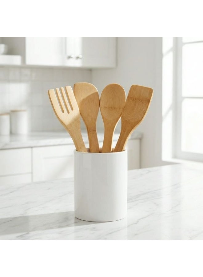 BLUBRAIN Wooden Spoons For Cooking 4 Piece Organic Bamboo Utensil Set For High Heat Stirring In Nonstick Pots & Pans Quality - Image 3